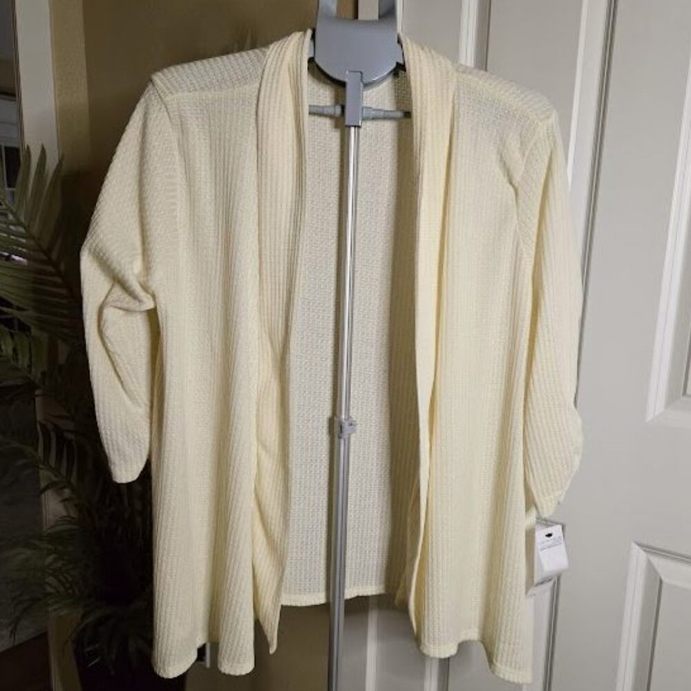NWT Notations sz 2x textured open front cardigan
